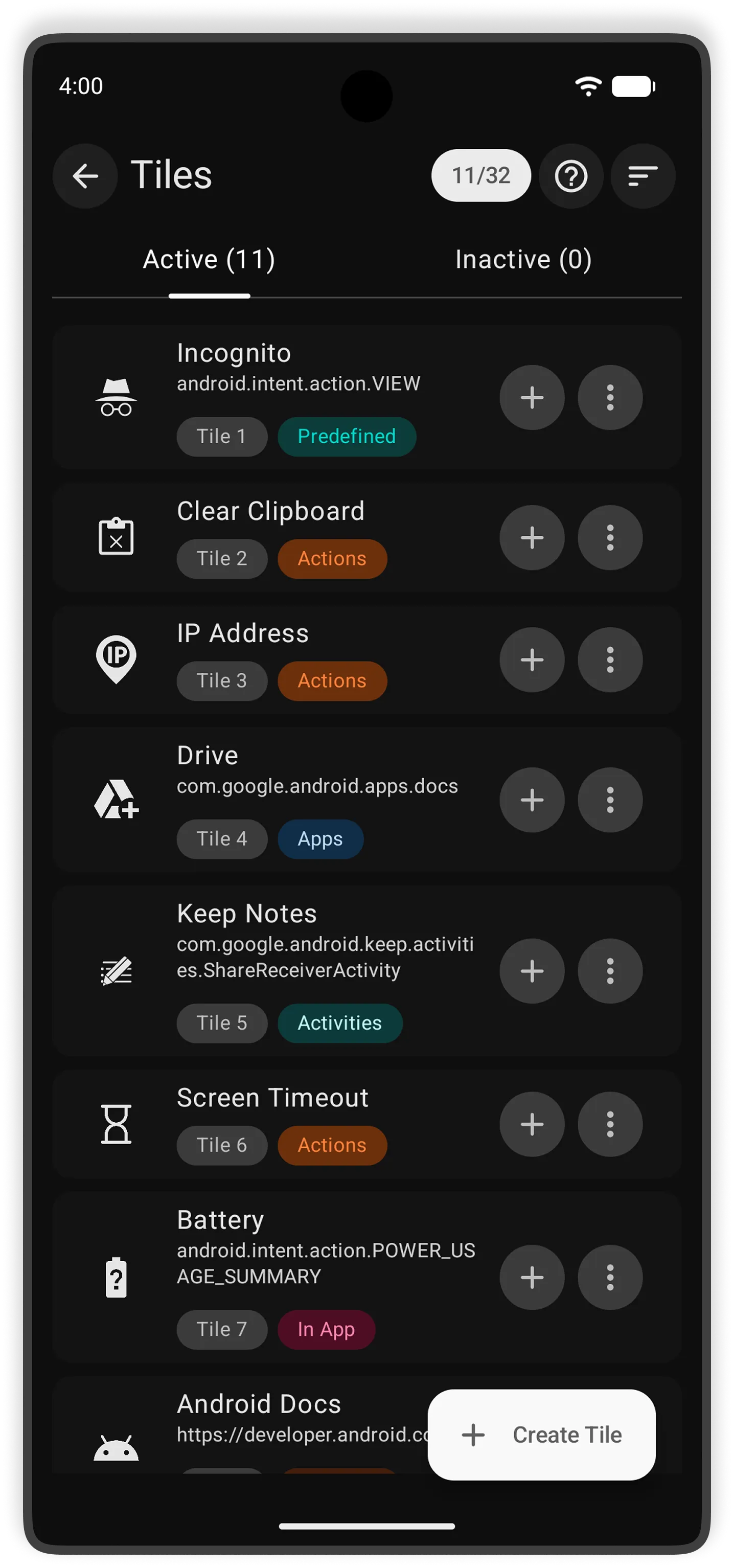 Tiles list